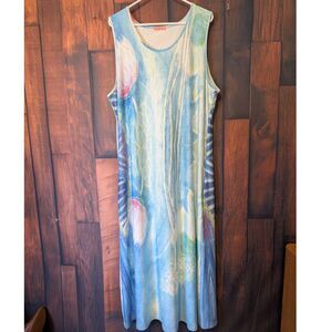 Simply Aster plus size sleeveless summer watercolor maxi dress size 2X beach